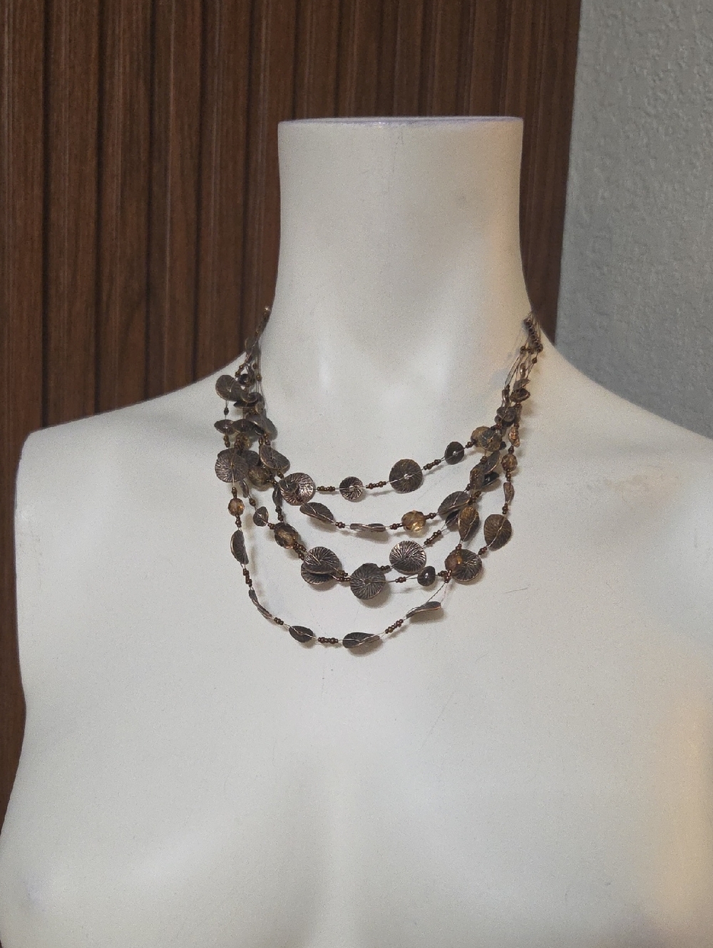 Layered Metallic Brown Disc Necklace Chico 'S